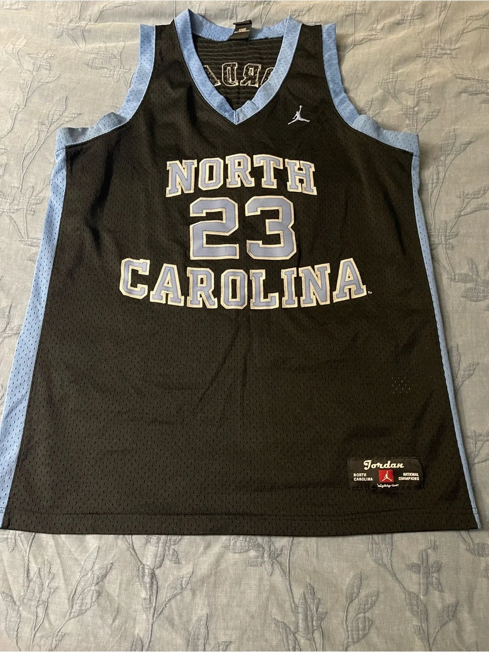 Jordan Black and Carolina Blue North Carolina #23 Basketball Jersey
